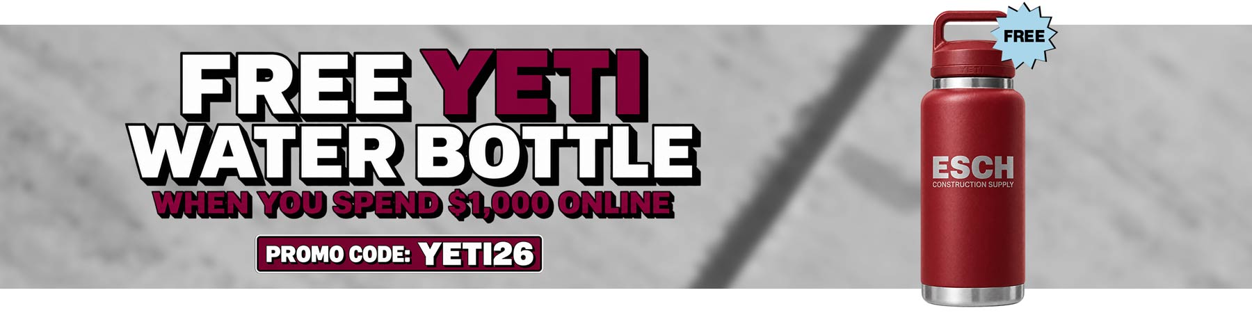 Free YETI Water Bottle when you spend $1,000 online